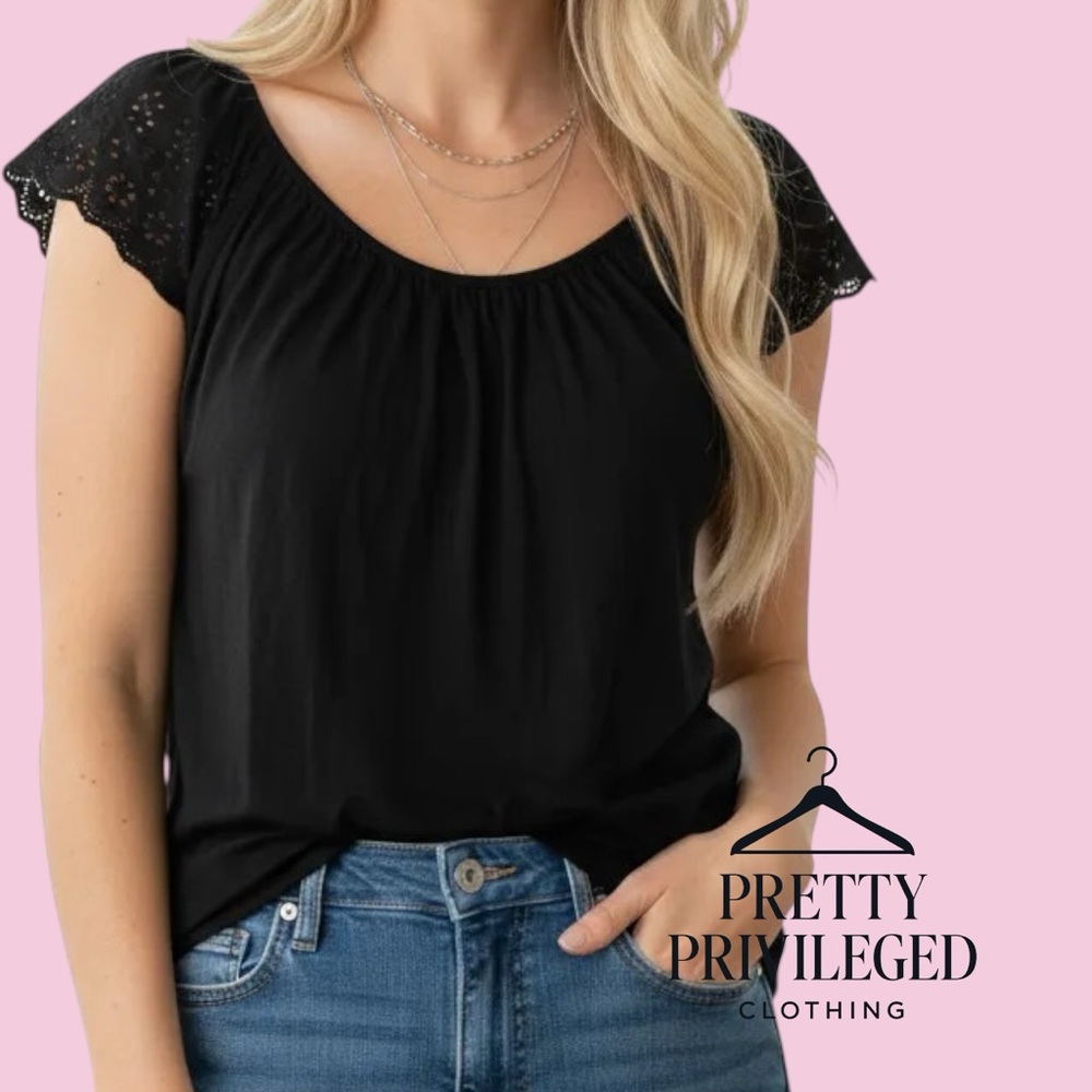 Elle Black Lace Sleeve Blouse